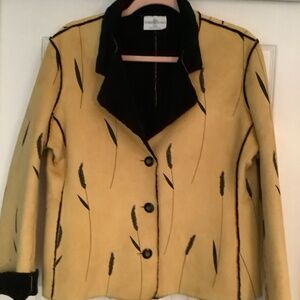 Robert Kitchen faux Suede Tan & Black Jacket sz M